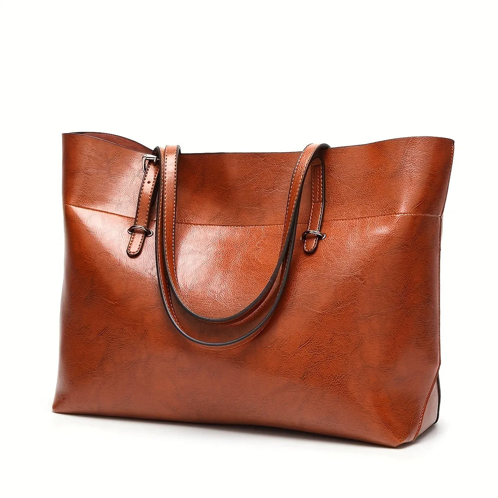 Brown Glossy Leather Handbag