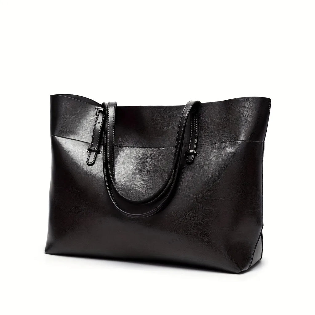 Black Glossy Leather Handbag