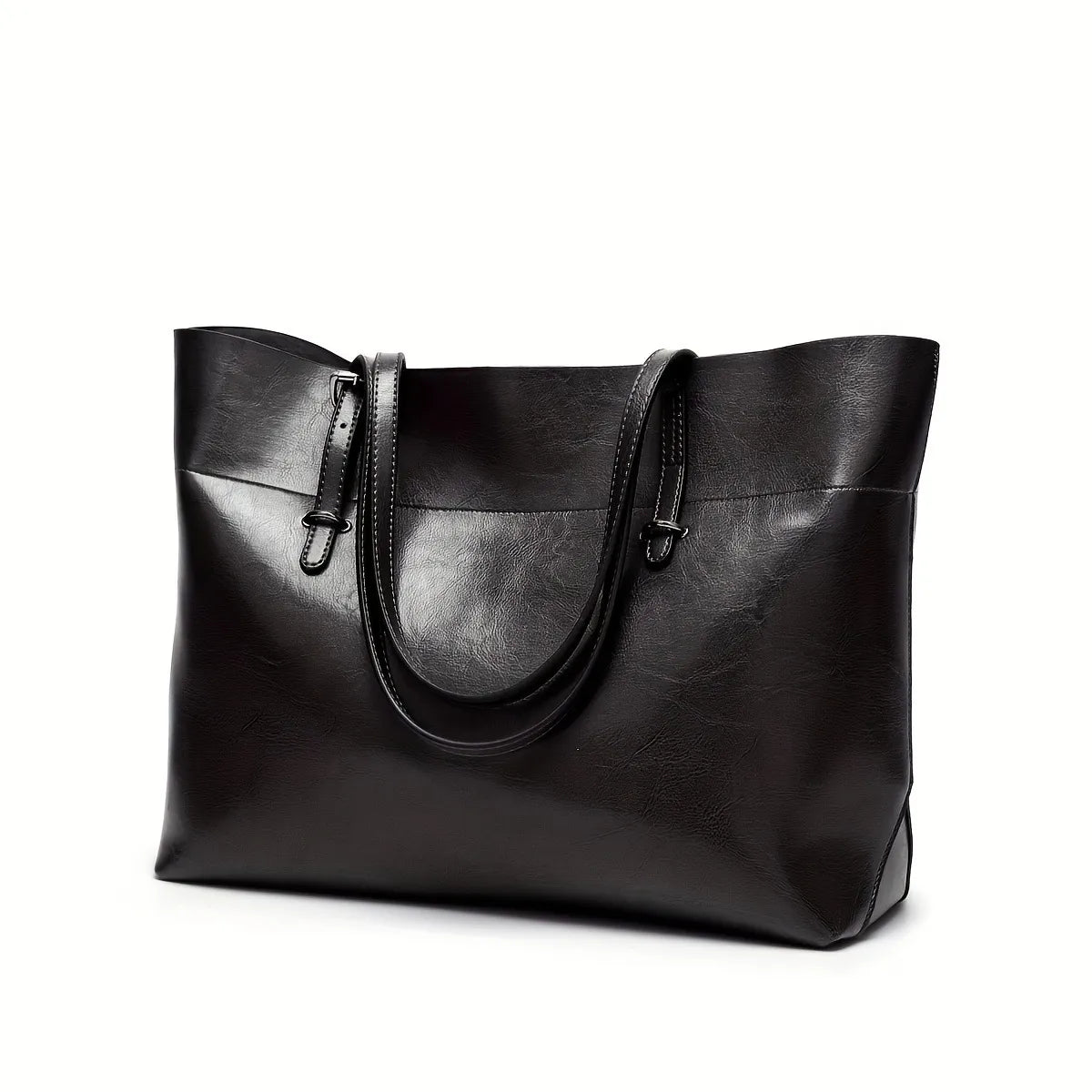 Black Glossy Leather Handbag