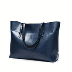 Navy Blue Glossy Leather Handbag